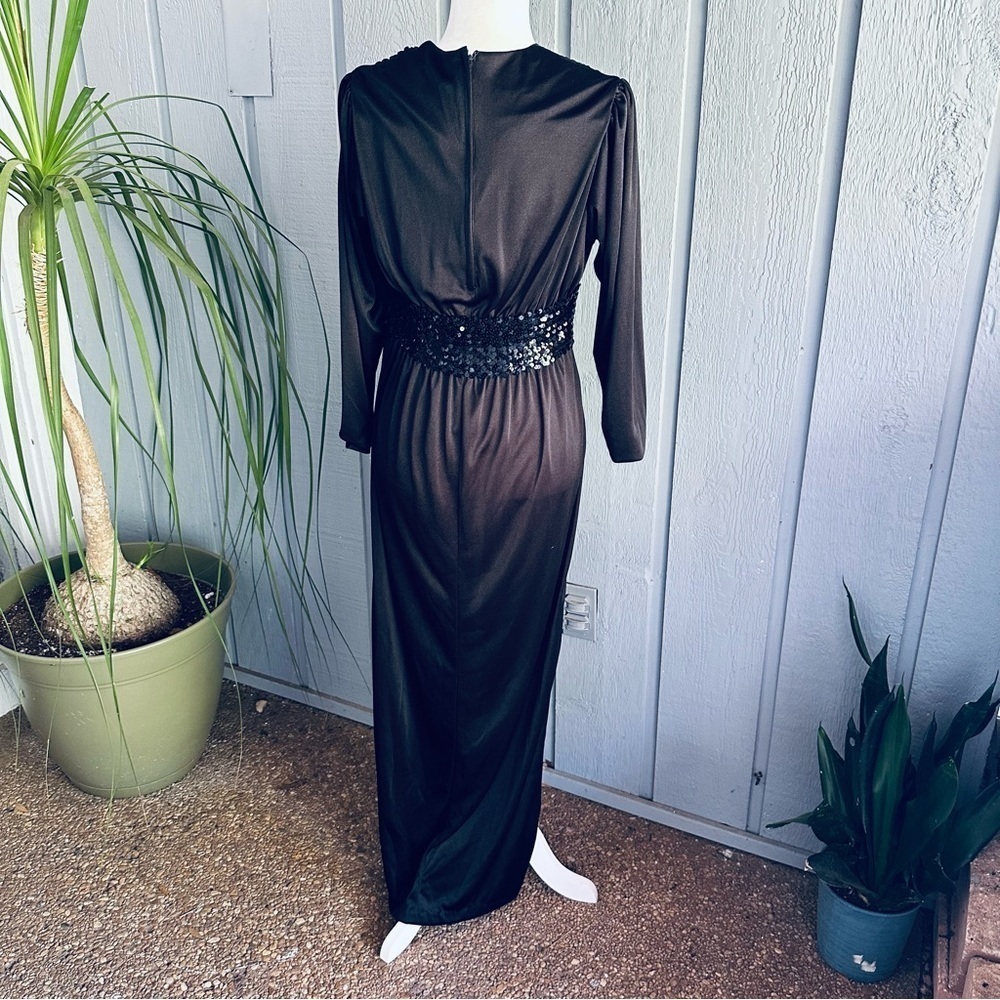 Claralura Original California Vintage Gown Black Maxi Dress Long 1970s 1980s 80s - Picture 6 of 16